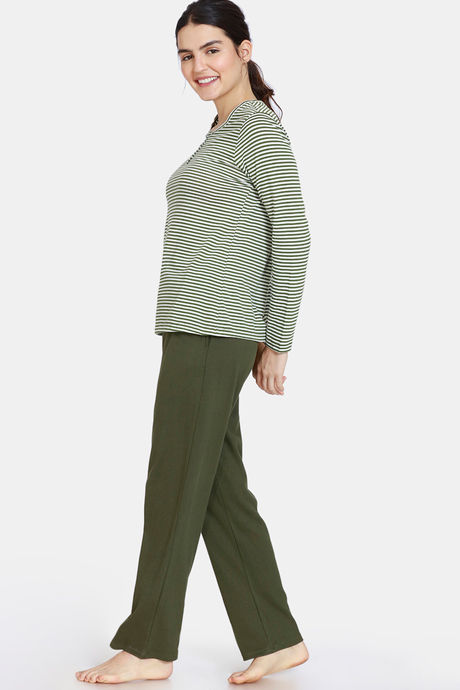 Zivame Cozy Ribbed 2 Top & 1 Bottom Lifewear Set - Leaf Clover — image 3